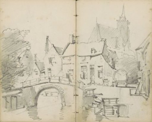City view with a bridge over a canal