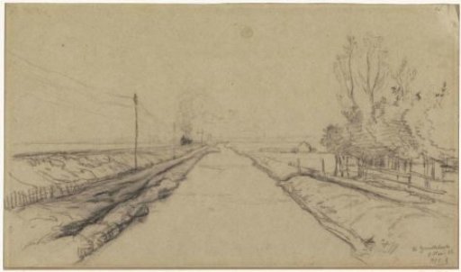Train in a polder landscape