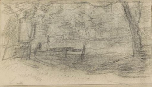 Meadow with trees and a fence