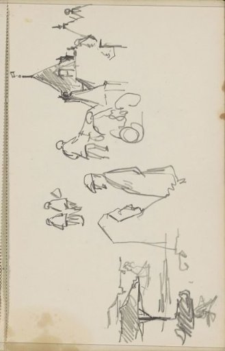 Figure studies and the towers of the Waag in Amsterdam