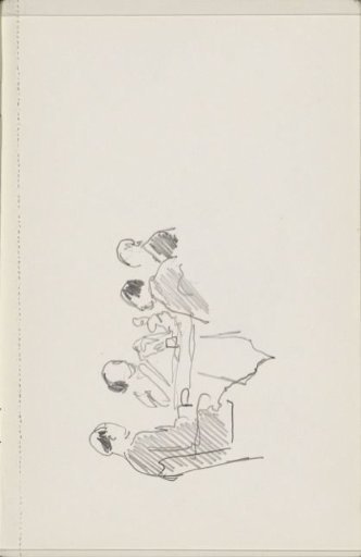 Four figures at a dining table