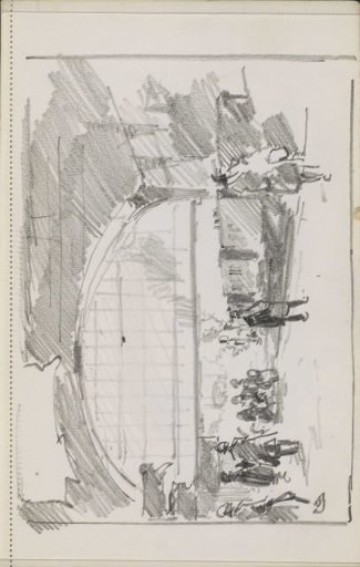 Figures on a Covered Train Platform