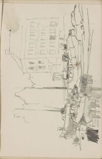 Boat landing in a city
