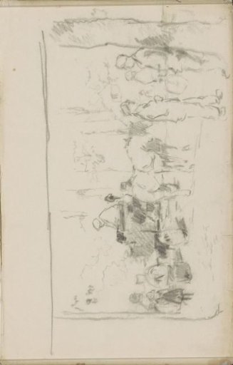 Street with figures and a horse-drawn carriage