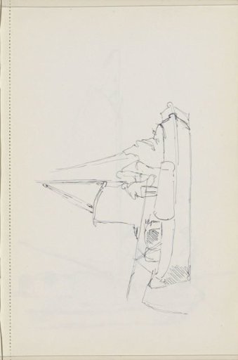 Two figures on a sailing ship