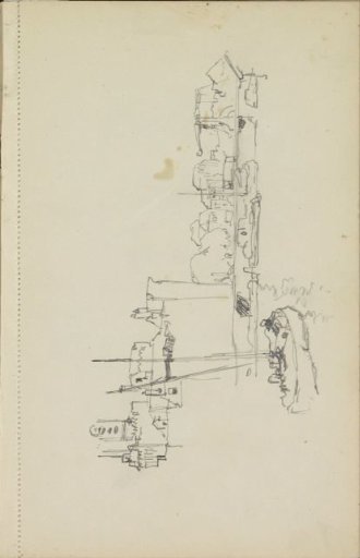 Sailing ship at a quay in a city