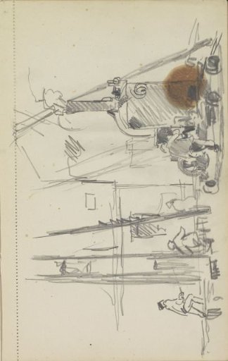 Harbor workers at a quay
