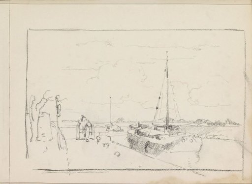 Landscape with sailing boats on a canal