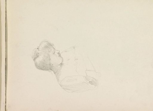 Woman with head bent forward