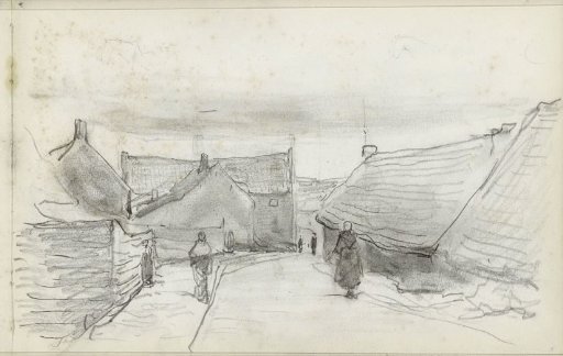 Street with figures in Scheveningen