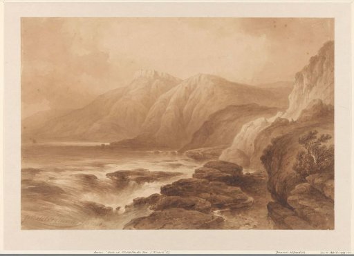 View of a High Rocky Coast, with a Fortress on One of the Mountain Tops