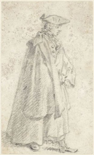 Figure study of a standing man, almost in profile to the right