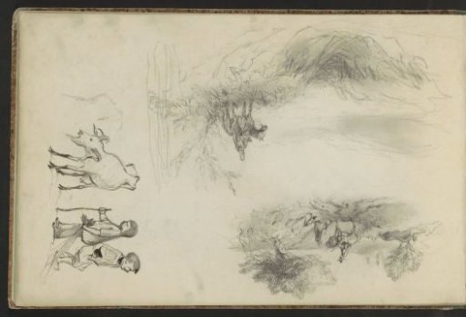 Two Children with a Goat and Landscapes with a Rider