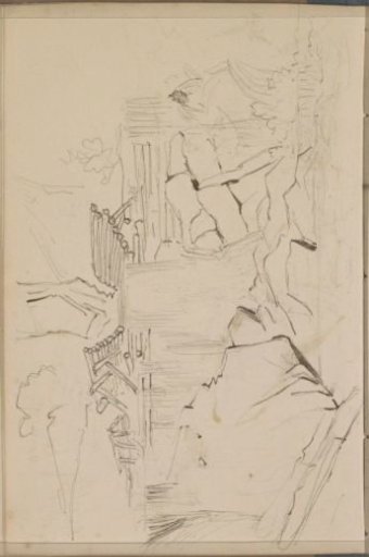 Stepped Waterfall with Wooden Dams Guiding the Water