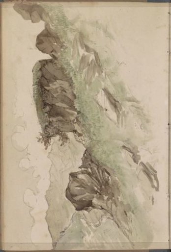 Mountain Landscape with Moss-Covered Rocks