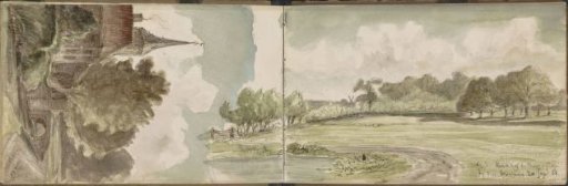 Church by a Road and a Landscape at the Cemetery in Crooswijk