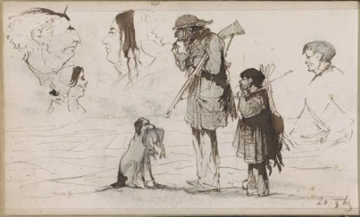 Hunting party in a meadow