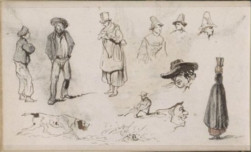 Dog and figure studies