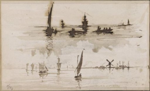 River views with mills and sailing ships