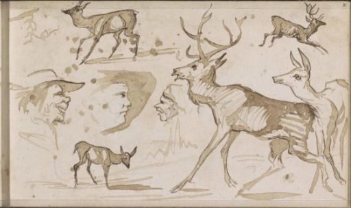 Stags and men's heads