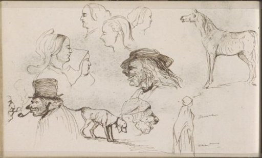 Horse, a Dog, and Male and Female Heads