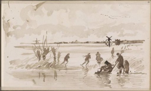 River Landscape with Skaters