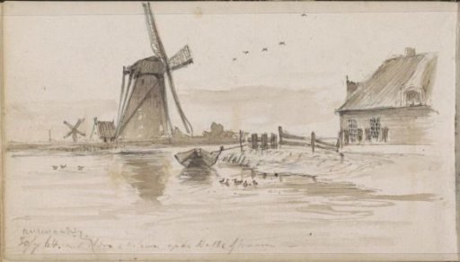 Windmills and Houses on the Rotte