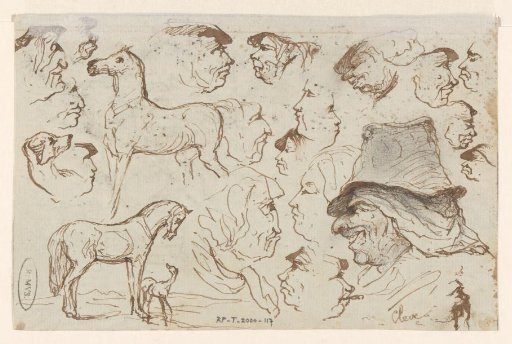 Horses and Caricature Heads