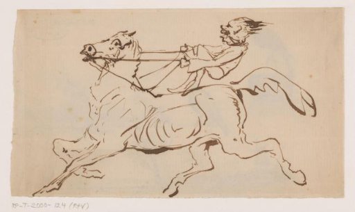 Circus horse with a small human as rider