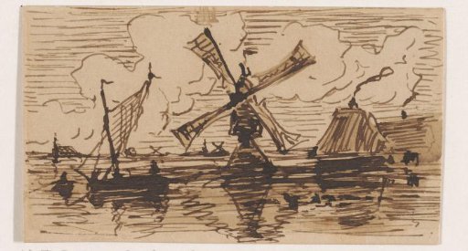 River landscape with a mill