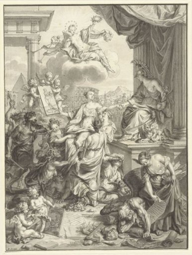 Title page design with the Triumph of Painting