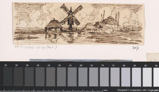 River landscape with farm, mill and hayloft