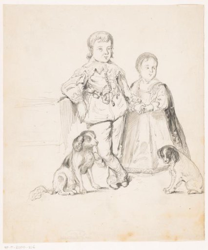 Two children with dogs
