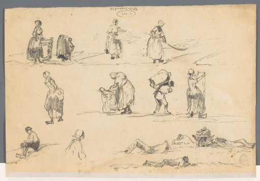 Sheet with Studies of Working Figures