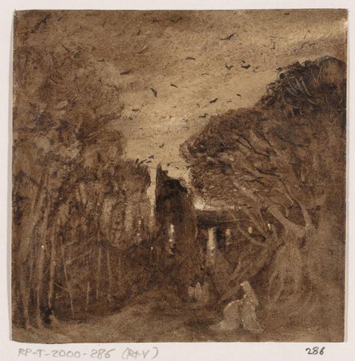 Sketch of a dilapidated Trappist monastery