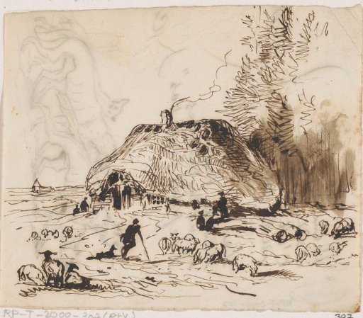 Shepherd before a farmhouse