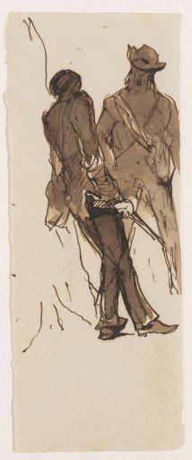 Two hunters by a tree