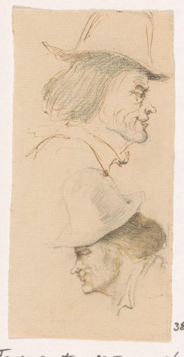 Two Sketches of a Man with Long Hair and Hat