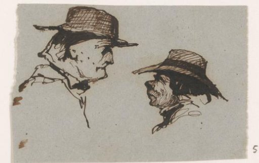 Two heads with hats