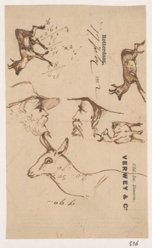 Sketch Sheet with Heads and Stags