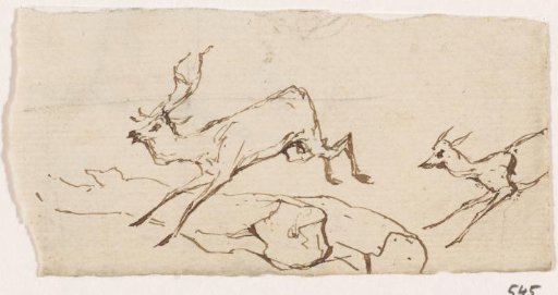 Stags Jumping Over a Log