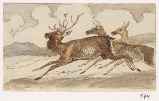 Landscape with three stags