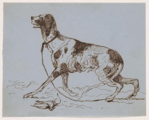 Hunting Dog on a Leash