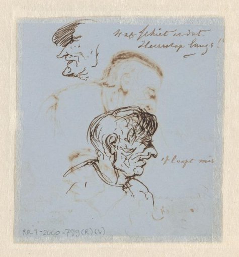 Sheet with two heads and profiles and notes