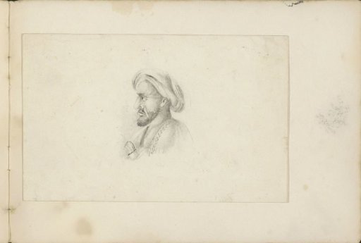 Head of a bearded man with a turban