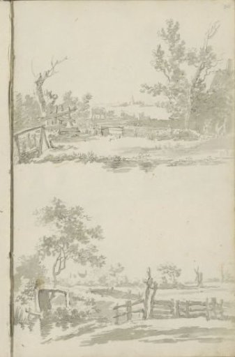 Landscapes with cattle and mill
