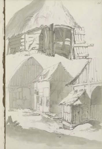 Farmyard with barns and stables