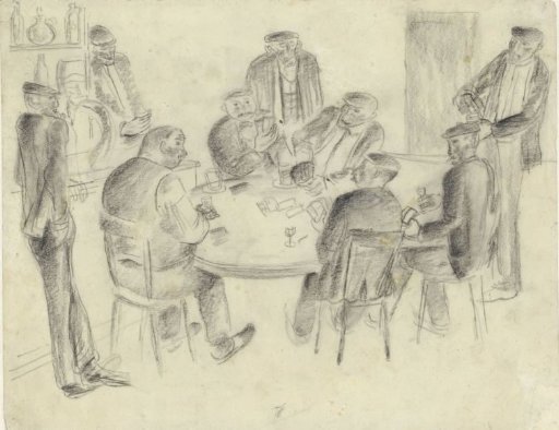 Men playing cards in a bar