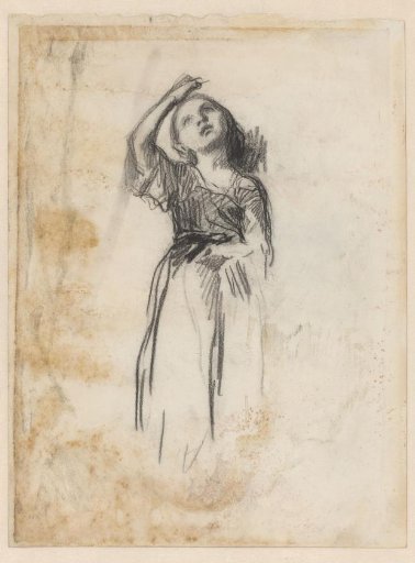 Study of a standing girl with raised arm