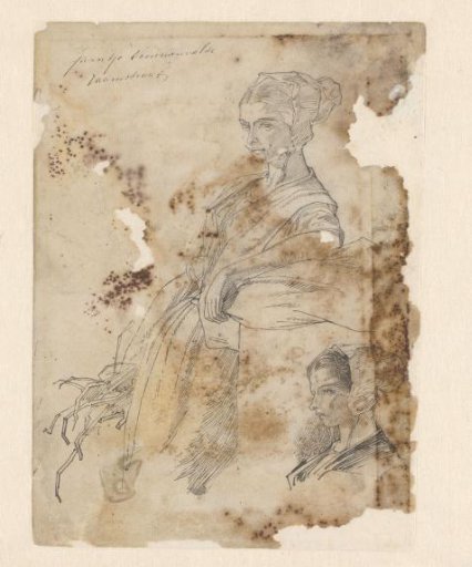 Two studies of a girl with a linen cap